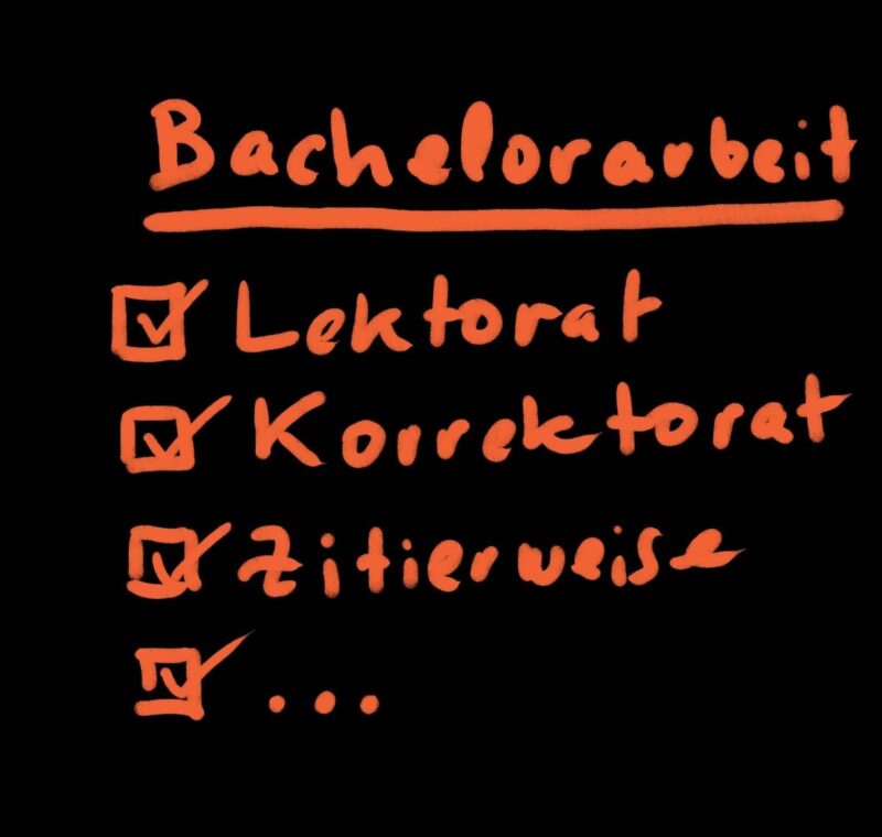 Checkliste für Bachelorarbeit mit Lektorat, Korrektorat und Zitierweise.