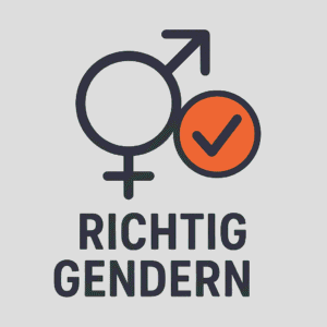 Symbol für gendergerechte Sprache mit Häkchen.